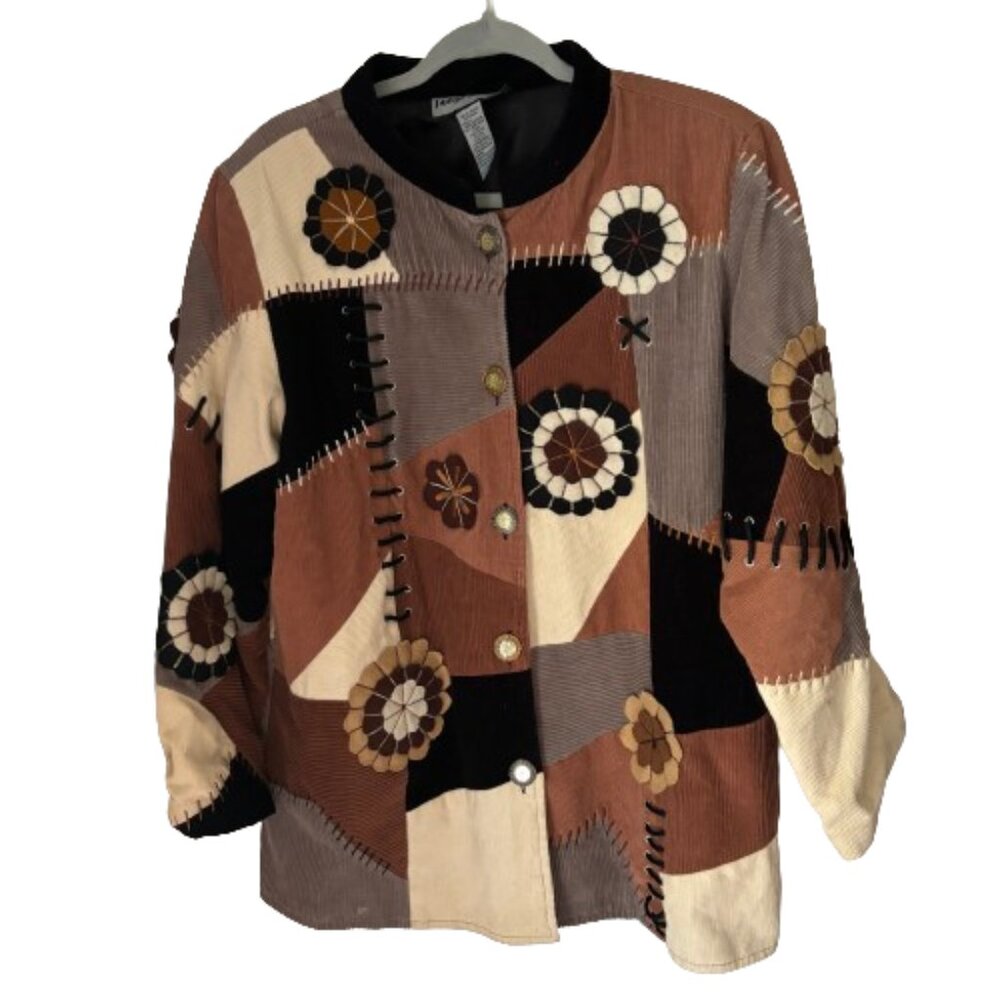 Indigo Moon Soft Corduroy Patchwork Embossed Butt… - image 1